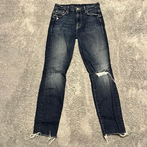 Mother Jeans Womens 24 High Waisted Looker Ankle Fray Denim Close to the Edge - Picture 1 of 13
